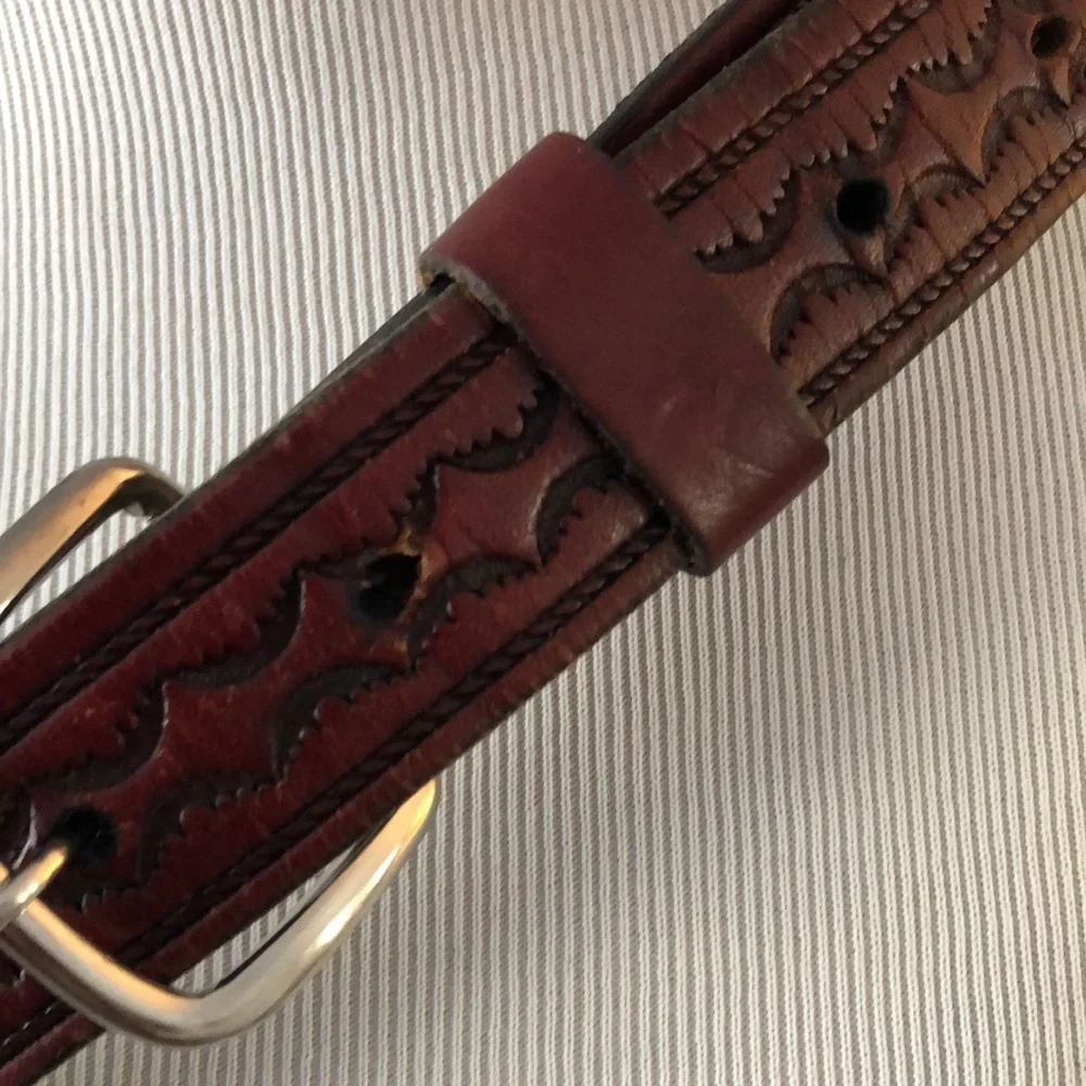 Brown Embossed Leather Belt size XL